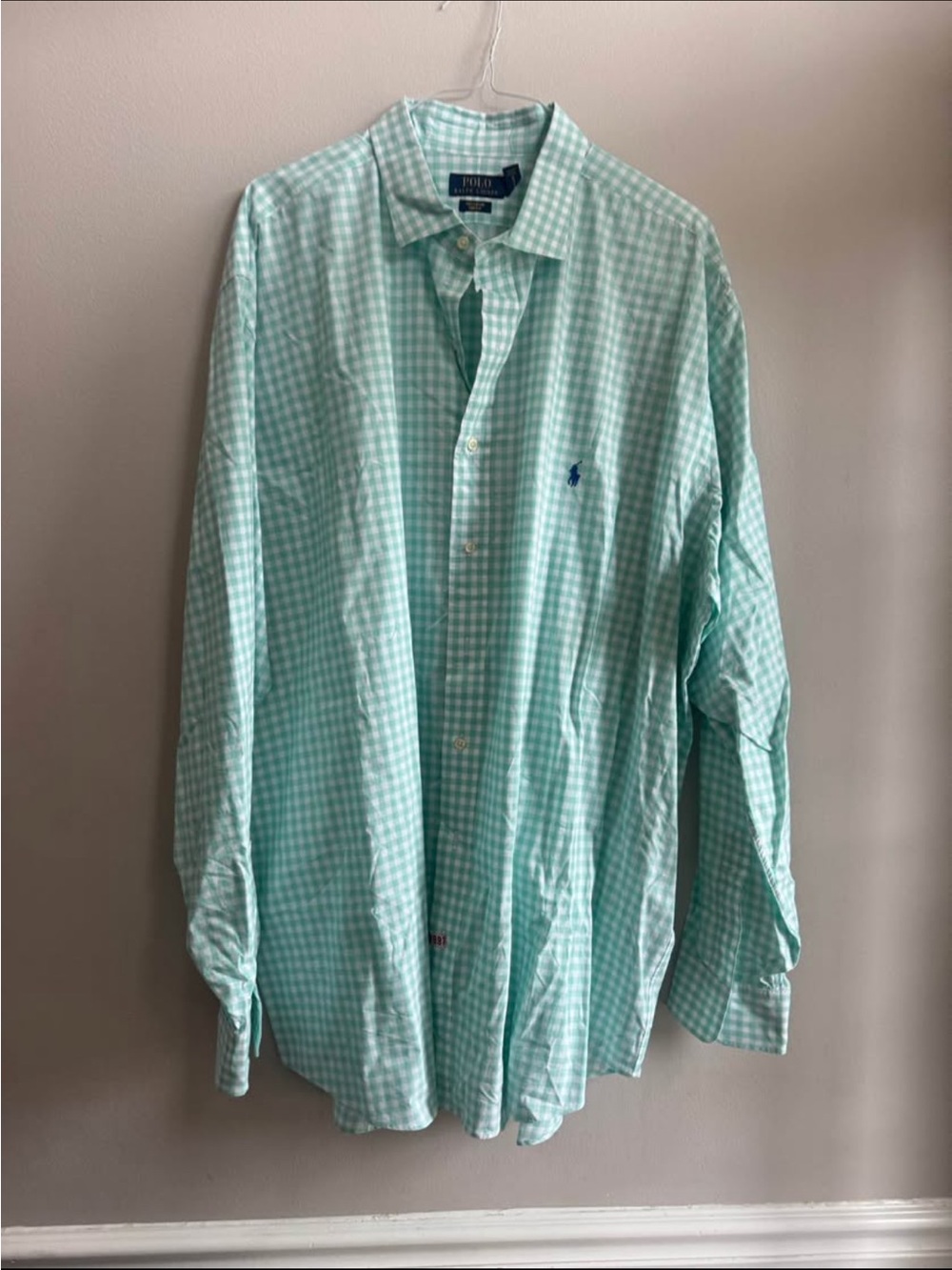 Ralph Lauren Light Mint Green Gingham Button-Down Shirt